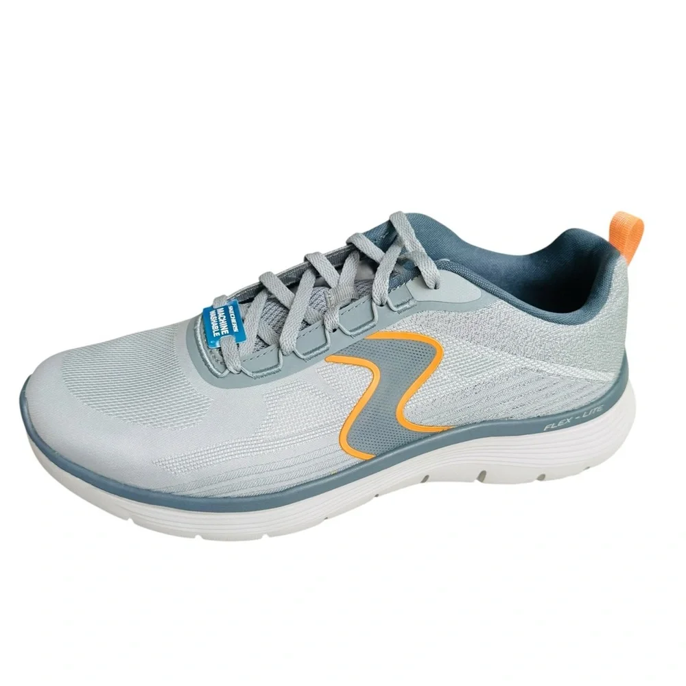 Skechers Flex Lite Air Cooled Memory Foam Men’s Shoes Gray Orange Size 10
